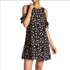 Sanctuary Anthropologie Black Pink White Floral Cold Shoulder Dress Small